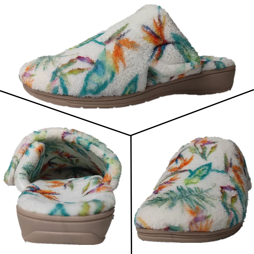Эстетичные домашние женские пушистые эргономичные медицинские противоскользкие тапочки многоцветные от производителей обуви