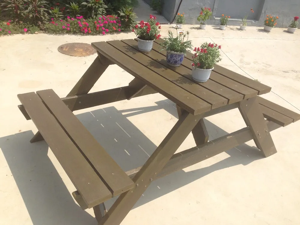 Factory Supplier Outdoor Furniture Table Picnic Table 100% Recycled Plastic Carton Modern Teak Outdoor Furniture Set Solid Wood