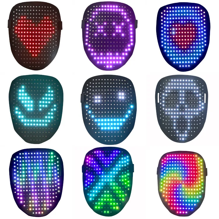 Led Mask with Gesture Sensing,Unisex LED Lighted Face Transforming Mask for Costume Cosplay Party Masquerade