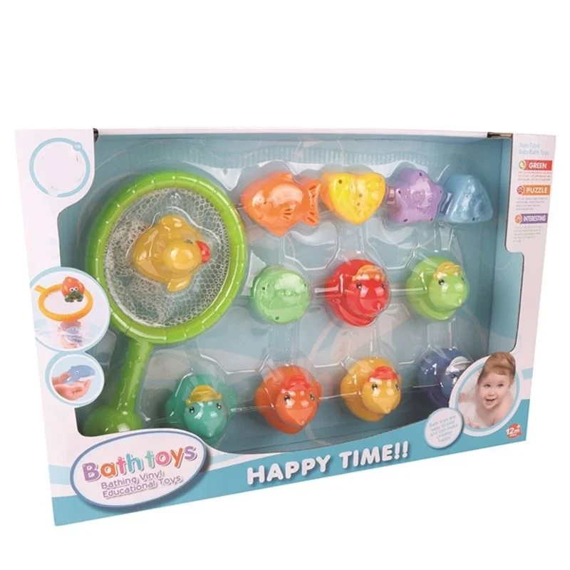 
Rubber duck soft squirt baby bath fishing net toy set learning toys for baby shower time  (62302032621)