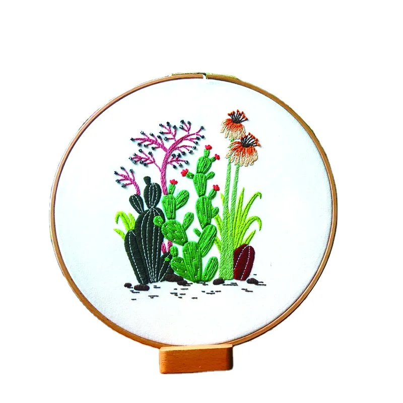 Стартовый Набор для вышивки «сделай сам», штампованная ткань с цветочным узором для взрослых, наборы для вышивки крестом с обручем для начинающих