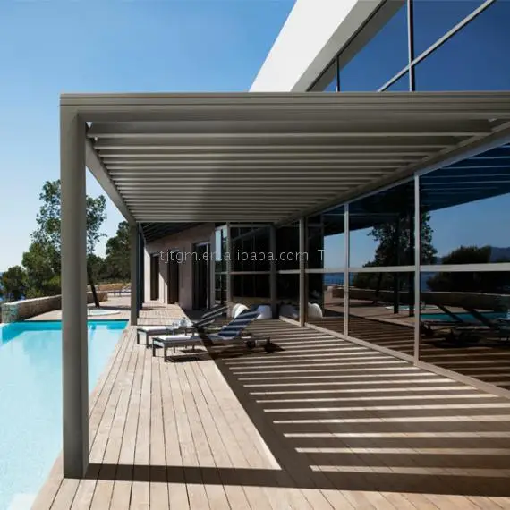 
Weatherproof Aluminium Louver Roof Bioclimatic Pergola Outdoor With LED Light 