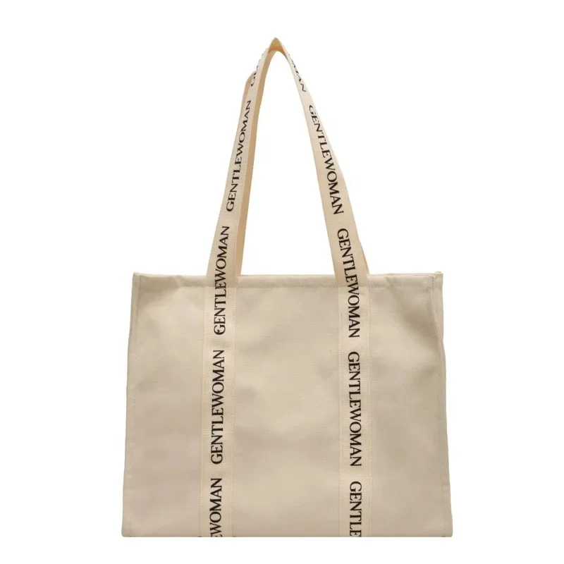 Private Label Printing New Black White Plain Canvas Tote Bag With Zipper Plain Canvas Tote Sling Cotton 12Oz Tote Heavy Duty Bag