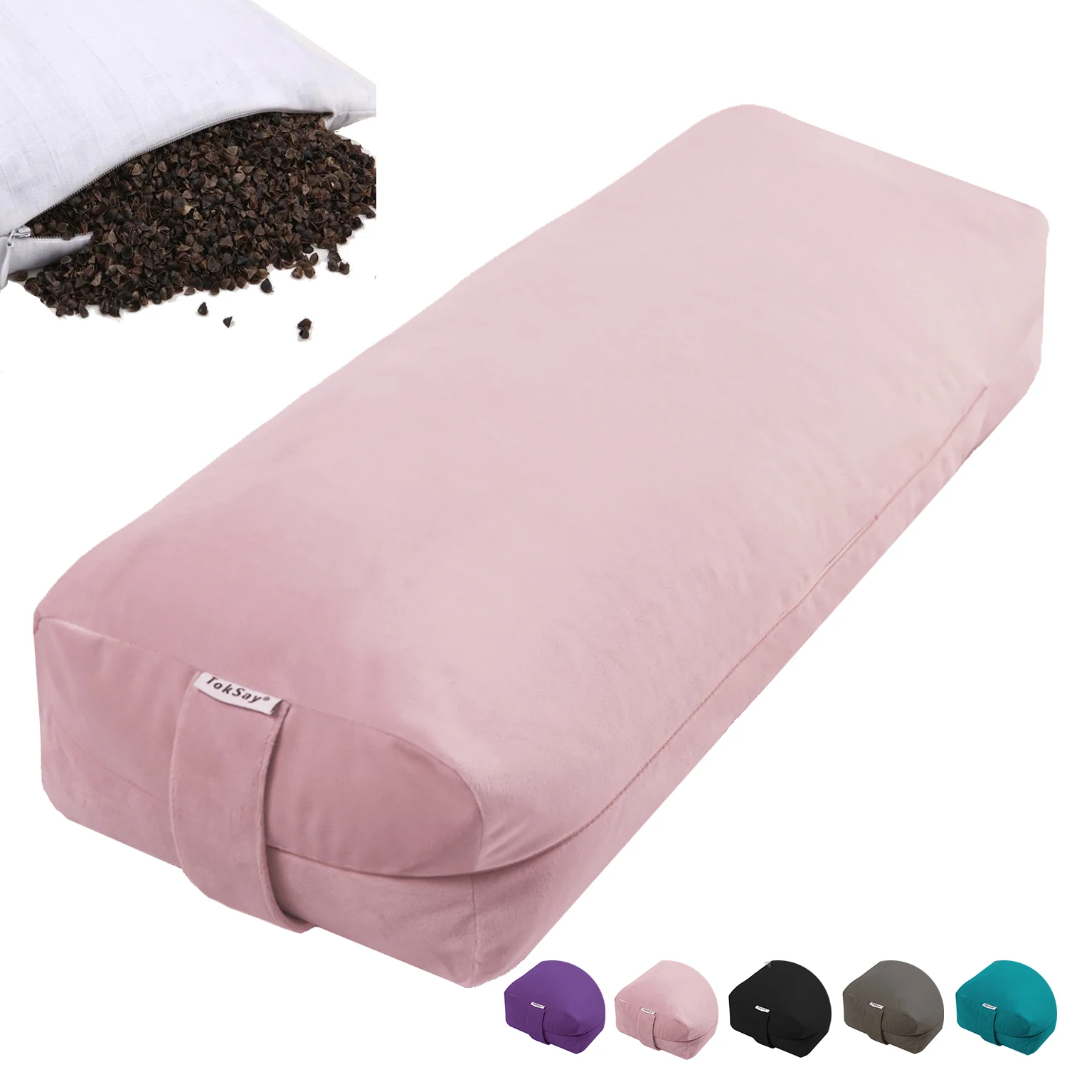 Amazon Warehouse Hot Sale Buckwheat Velvet Yoga Bolster Pillow Washable Rectangular Yoga Bolster