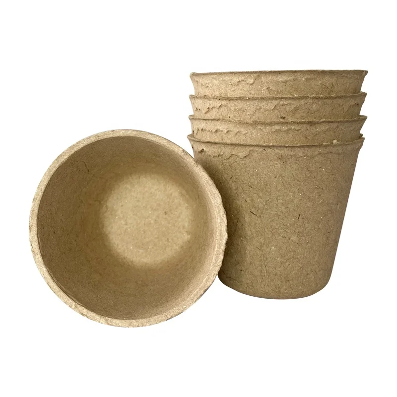 China Factory 100% Biodegradable Pulp Seedling Cups Eco-friendly Round Flower Seed Container Disposable Seeding Planter Use Cups