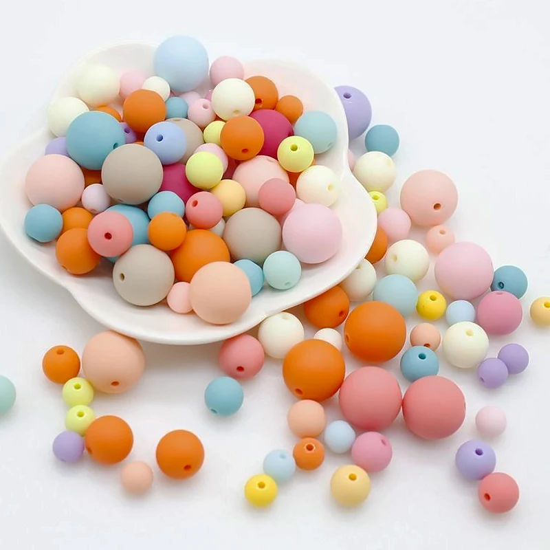 SOJI Factory Price Chunky Beads Matte Acrylic Bubblegum Beads Macaron color Round Loose Beads for Jewelry Making DIY Bracelet