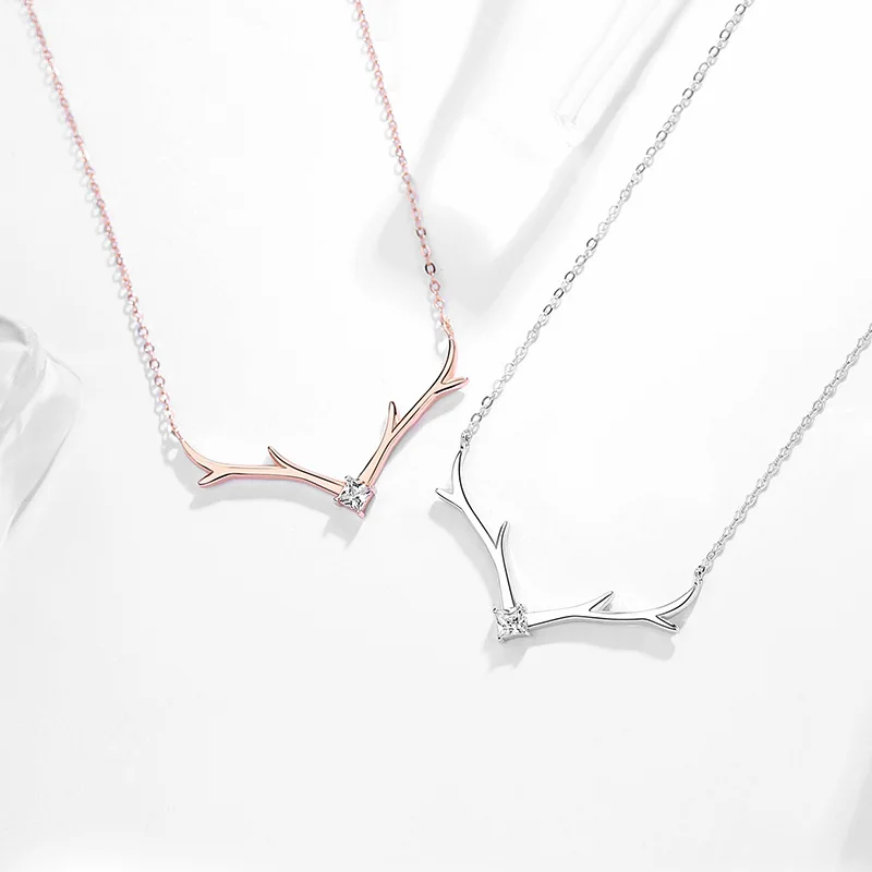 Hot Sale China Wholesale Rhinestone Jewelry Lady designer customized deer pendants 925 sterling silver Necklace