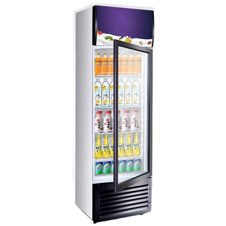 Top Selling Super Market Display Fan Cooling Upright Unforged Glass Door Refrigerator