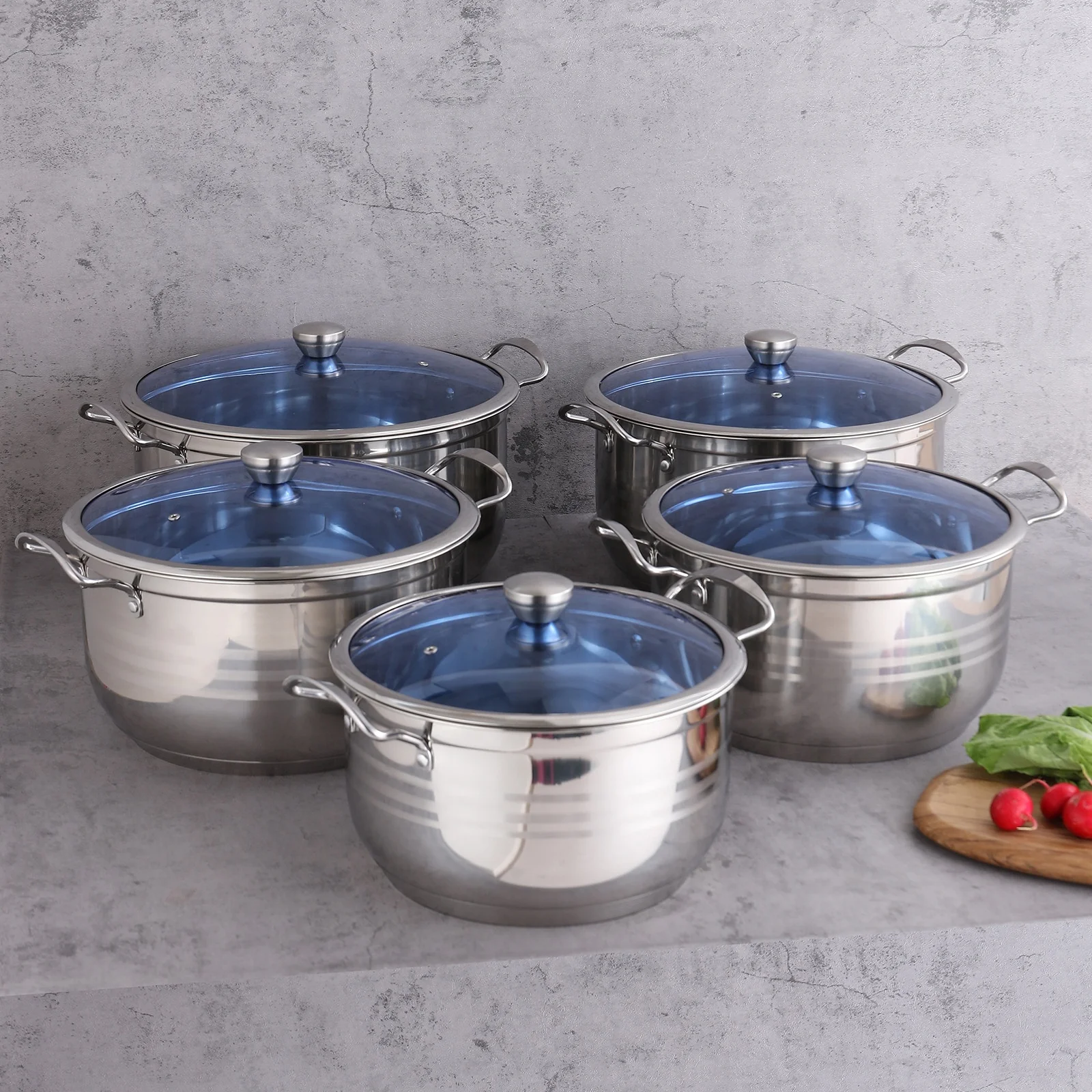 Wholesale Classic Korean Design 14/10/6 Piece Stainless Steel Kitchen Ware Set Includes Stock Pot for Cooking Milk and Soup