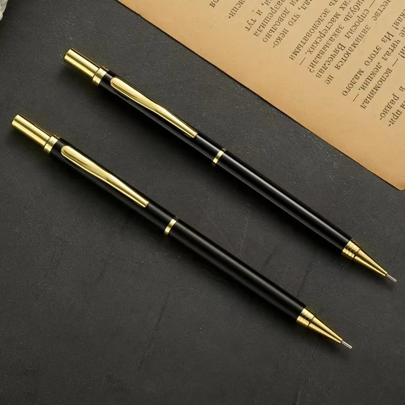 Fashion New Custom LOGO Metal Push 0.5mm Mechanical Pencil  For Student Pencil Practical Stationery Gift