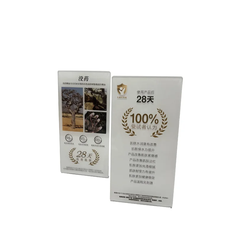 Custom Horizontal Type L Shaped A4 A5 A6 Size Table Acrylic Clear Acrylic Menu Sign Table Place Card Stand