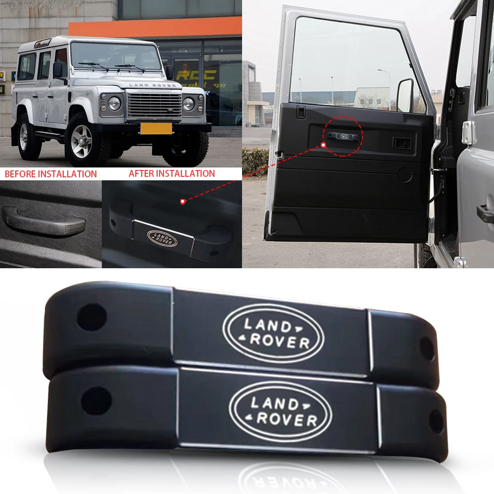 110 130 для Landrover Defender 90 салона алюминиевого сплава черная дверная ручка Накладка аксессуары новый