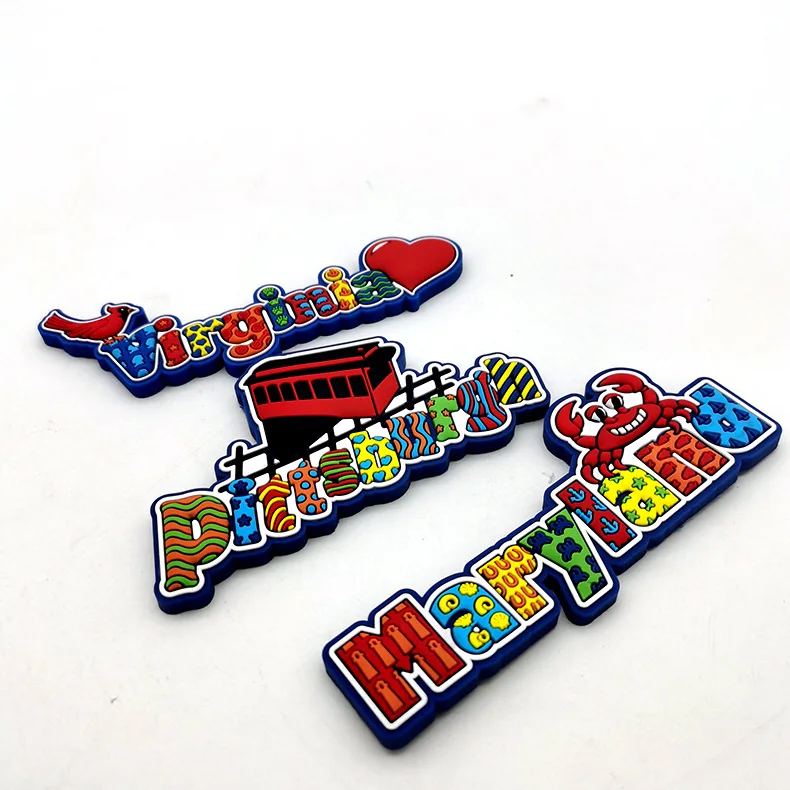 Rectangle Letter Fridge Magnet Supplies for Design Sublimation Cities Tourism Souvenirs Refrigerator Magnet Custom Logo 3d