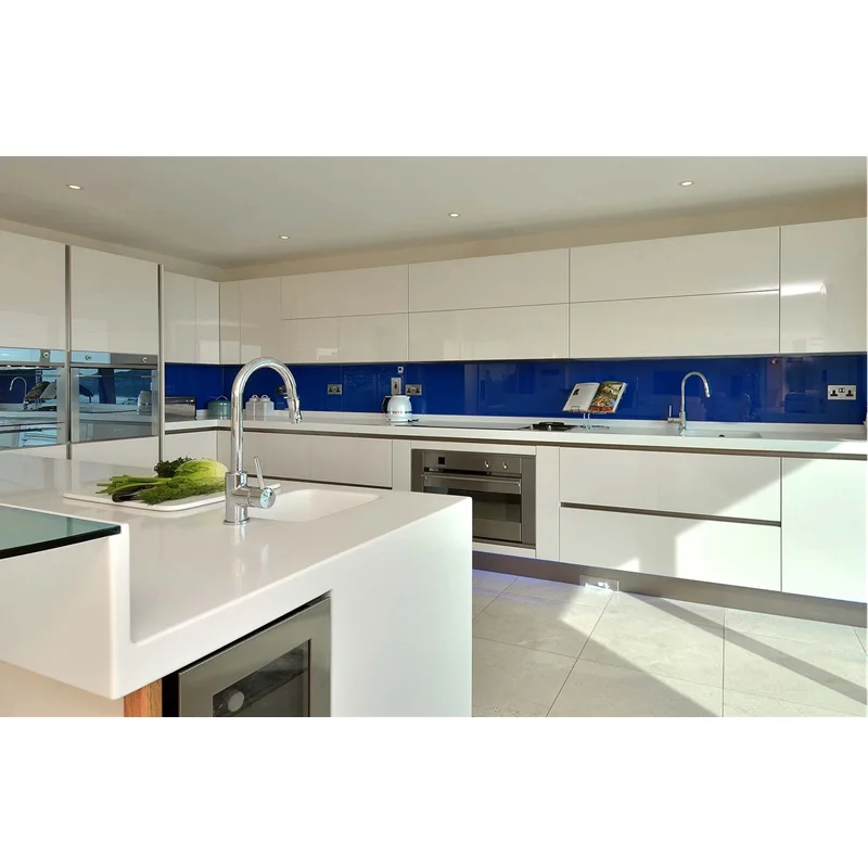 Free 3D customized high gloss white flat panel cheap design kitchen cabinets