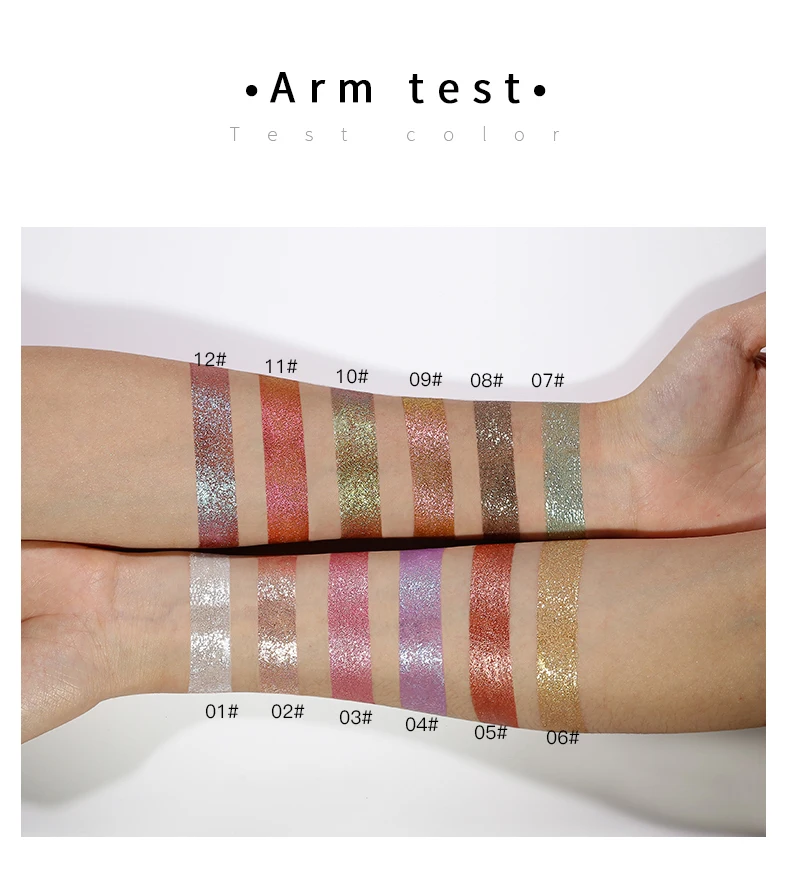 12 Color Liquid Glitter Metallic Eyeshadow Waterproof Long Lasting Shimmer Eyeshadow Eye Makeup matte Private Label Eye Shadows