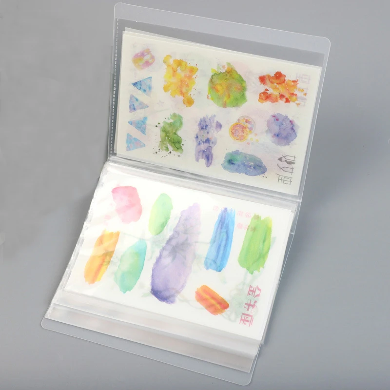 Hard PP Cover Student Ledger Insert Storage Book With Transparent 40 page mini A5 A6 Booklet Sticker Organizer Folder