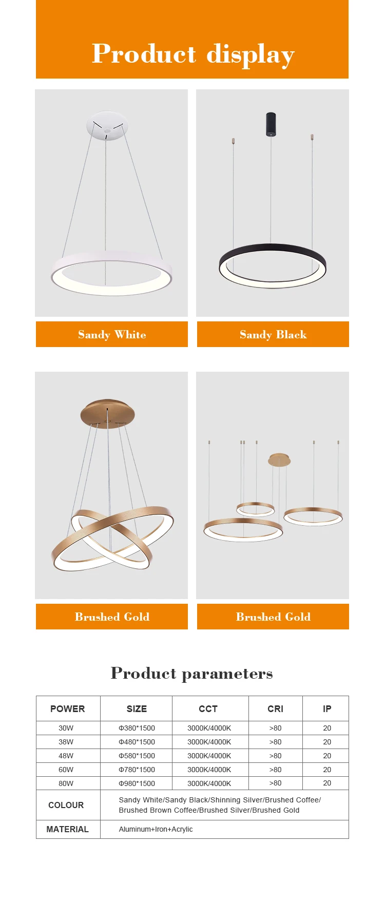 Customized Modern Hanging Lights Smart Wifi Switch Circle Ring Chandelier Silver Pendant Light modern hanging lights