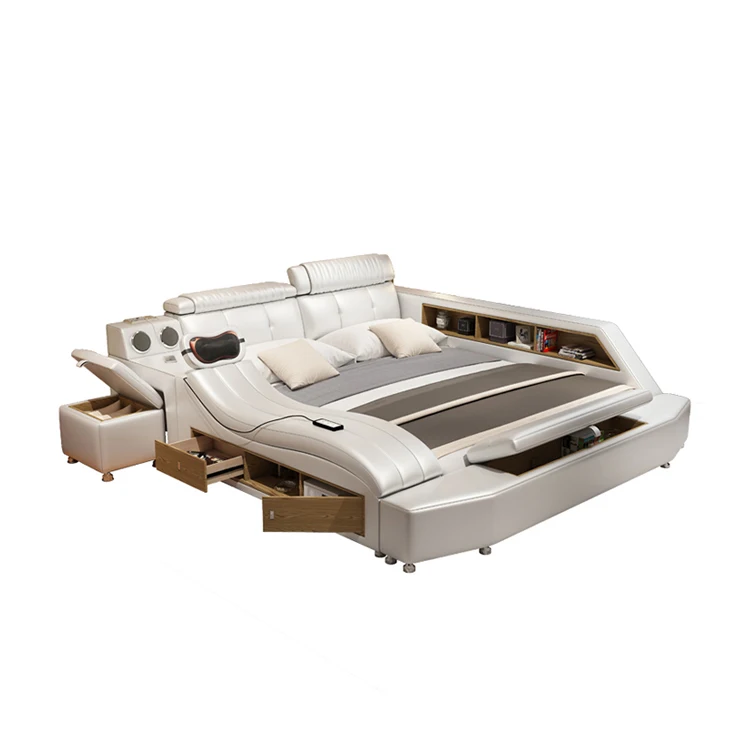 
Modern Master Bedroom Leather Tatami Wedding Soft Double Bed Electric Massage Beds 