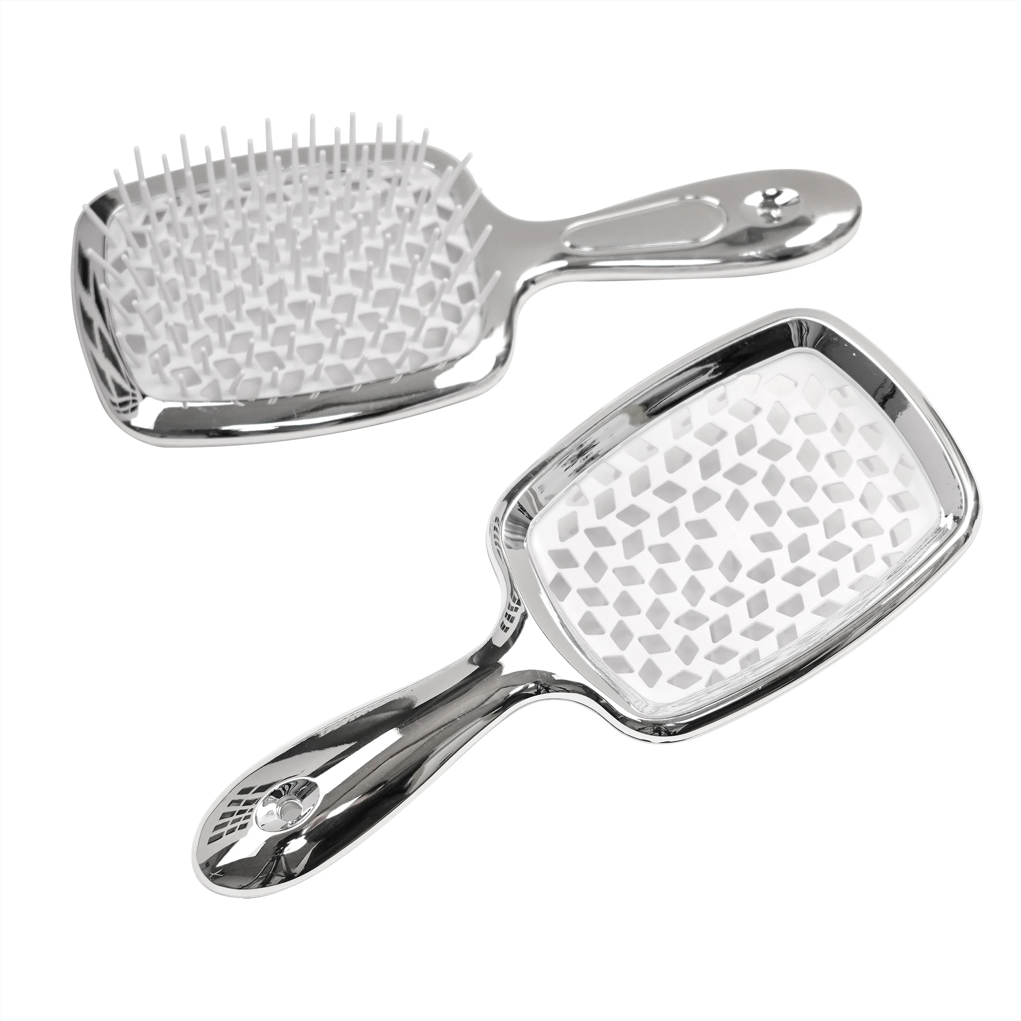 Hollowed-out Customized Logo scalp massage comb hair brush ABS Detangling Vent Shower Hair Brush