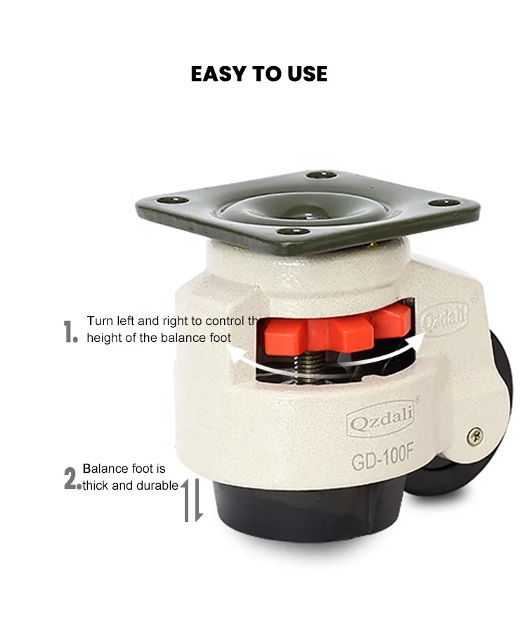 DLPO Leveling Retractable Round Horizontal Adjustment Industrial Aluminum caster wheels