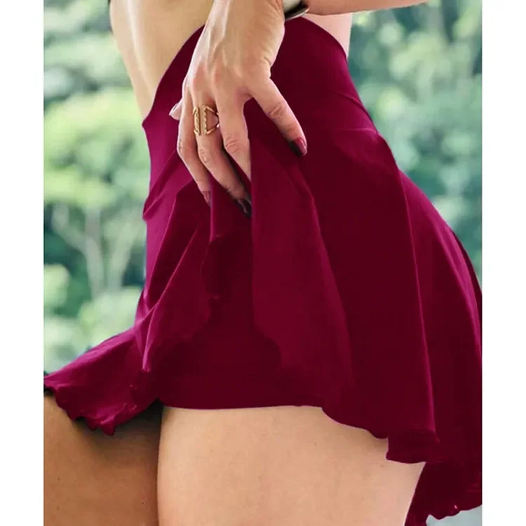 OEM Summer Sports Skin-friendly Fitness with Lined Shorts Anti Glare Gym Skirt Solid Color Tennis Skirt For Women