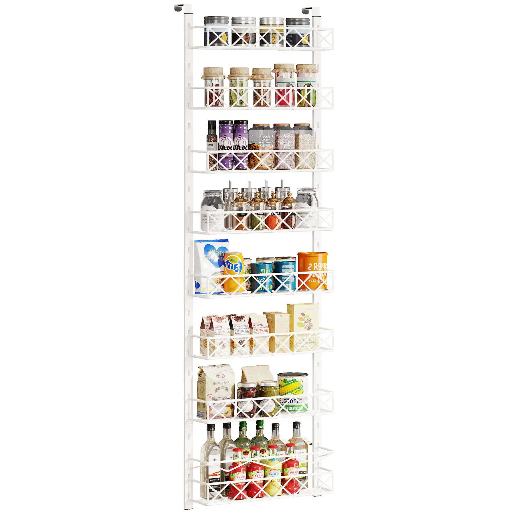 Over the Door Pantry Organizer 6-Tier Heavy Duty Metal Door Storage Adjustable Hanging Kitchen Spice Rack