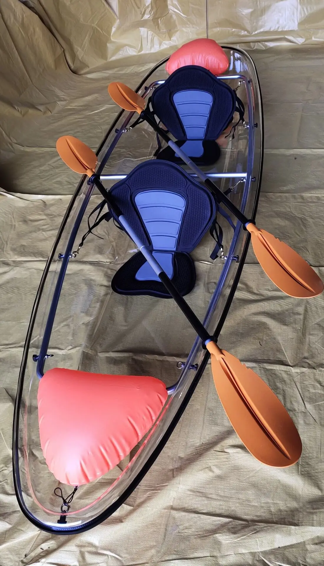 Wholesale 2 person plastic transparent boat fishing kayak canoe with clear bottom