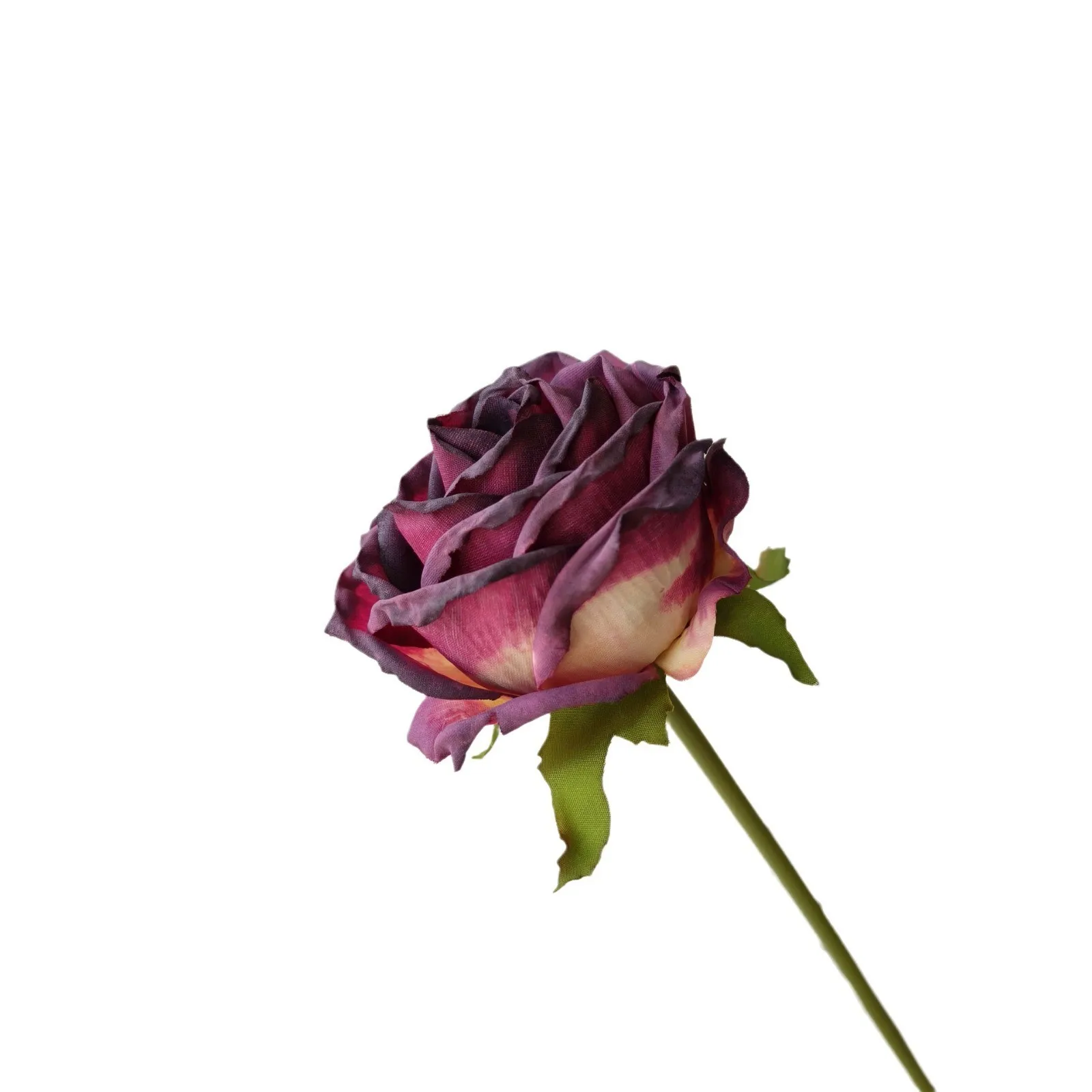 YIWAN wholesale cheap single burnt edge lychee rose High branch big rose silk flowers Artificial Flowers Handmade