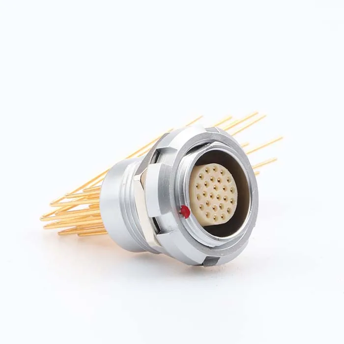 MOCO Z2 Medical Equipment Connector Fixed Socket With Two Nuts Elbow 90 Angle Contact For PCB Circular Precision Connector