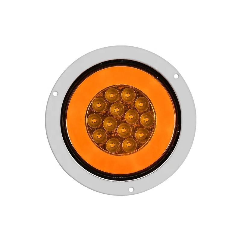 Заводская поставка, 24 В, 4 дюйма, светодиодный круглый задний фонарь для грузовика, прицепа, грузовика, трактора с металлическим/хромированным/резиновым кольцом