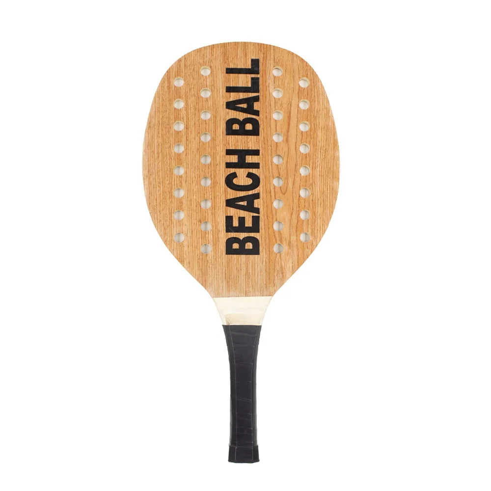 New Beach Paddle Game Set  wooden beach paddle +black  handle with 2 rackets 2 pickleballs and a mesh bag PG014