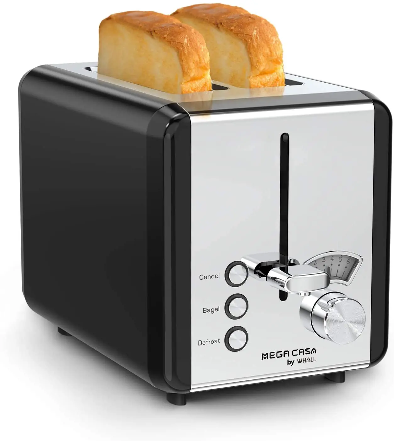 Hot sales 2 Slice Black Bread Toasters with Stainless Steel Decoration
