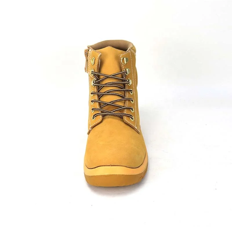 zapatos de trabajo excellent wheat yellow nubuck genuine leather work boots for men with side zipper