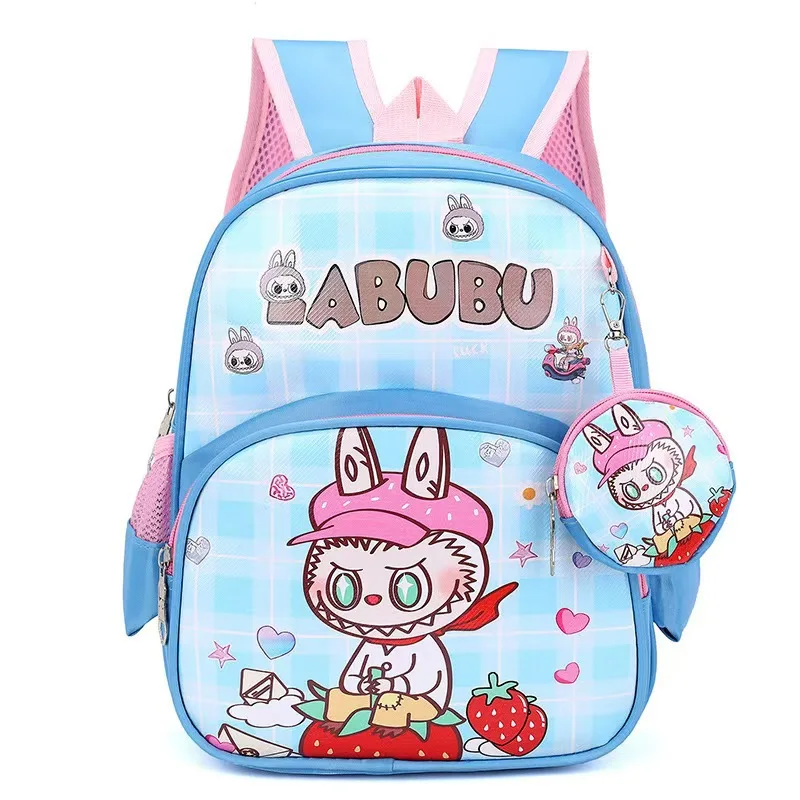 Hot 3D Labubu Cartoon Student Schoolbag With Coin Purse Large Capacity Backpack Kawaii Bag Cute Shoulder Bag Children Stationery