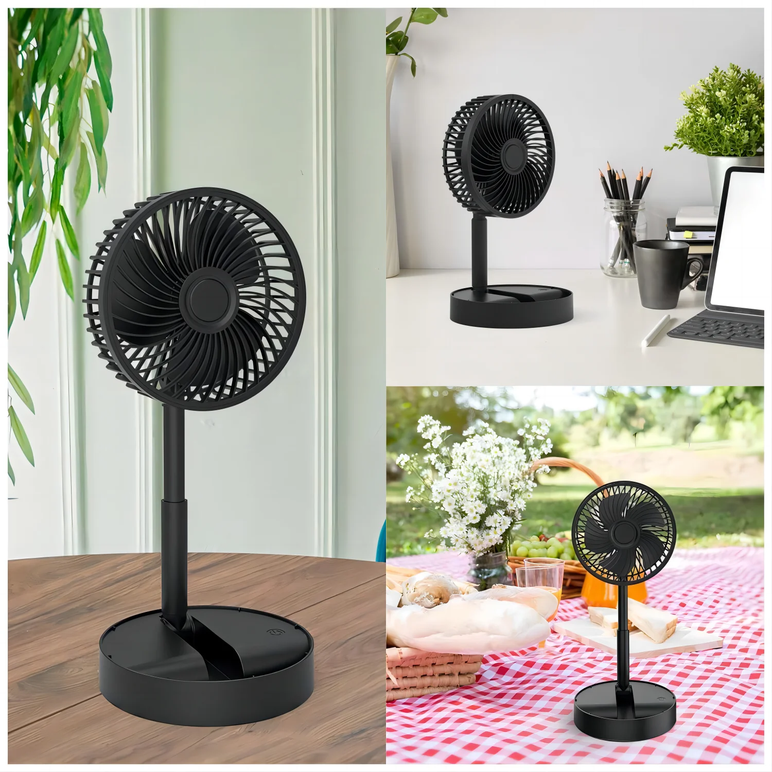 RoHS 3 Fan Speed 5V DC Wireless USB Rechargeable Foldable Air Cooling Portable Fan Electric Smart Desk Table Folding Fan