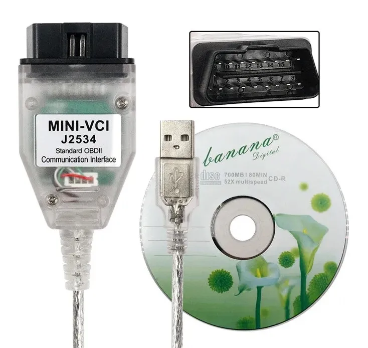 Shenzhen Manoson New V14.20.019 MINI VCI Interface FOR TOYOTA TIS Techstream MINI-VCI FT232RL Chip J2534 OBD2 Diagnostic Cable