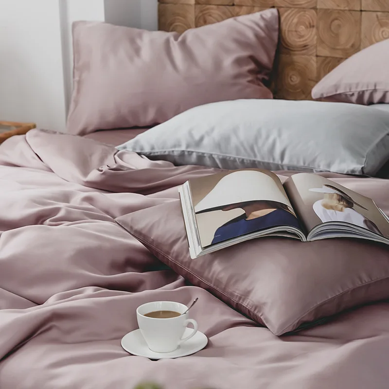 Tencel Bedding Set Wholesale Cuts Good Price Custom Set Organic Silk Pillow Case Bed Sheets Set Luxury King Size