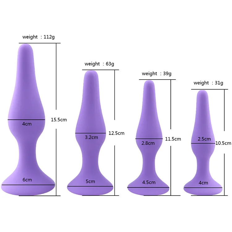 Silicone anal plug,4pec set Difference Length anal toys,best butt plug for beginners
