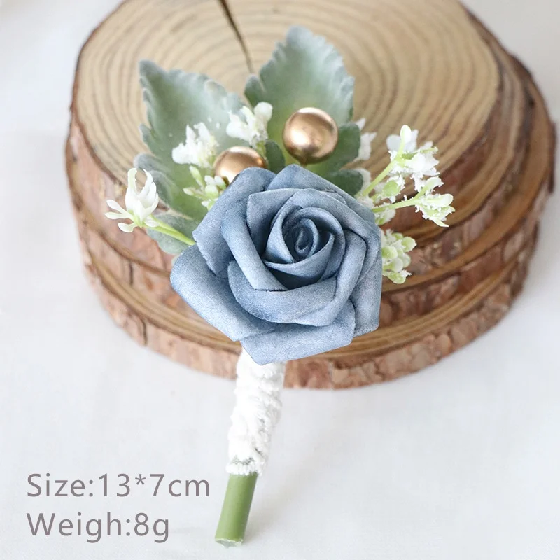 Boutonniere Wedding Men Corsage Silk Artificial Flower Wrist Flower Bracelet Corsage Brooch For The Wedding Party Prom Accessory