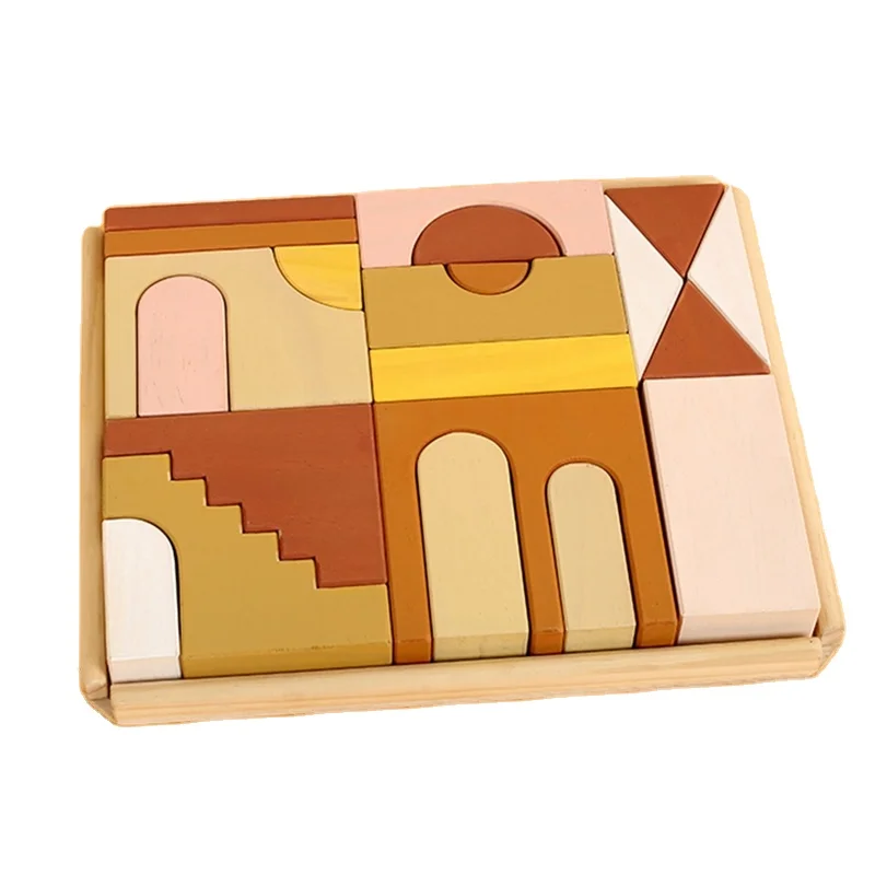 Прямая продажа с фабрики, детские игрушки, деревянный замок, Обучающие строительные игрушки, игры, оптовая продажа, детали для строительных блоков для мальчиков и девочек