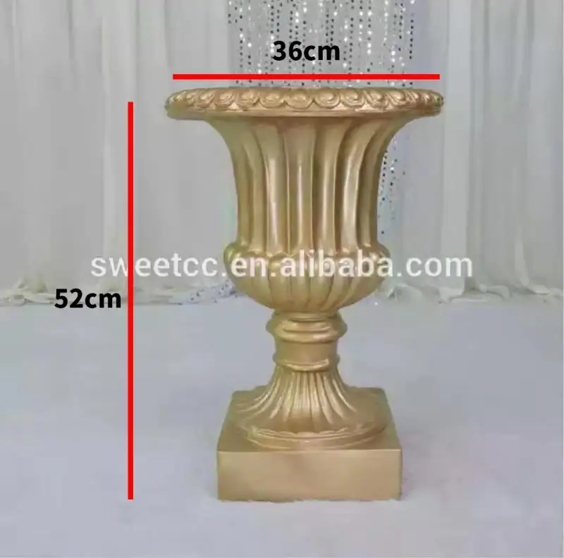 2020 wedding plastic pillar shatter-resistant gold roman column vase for wedding decoration