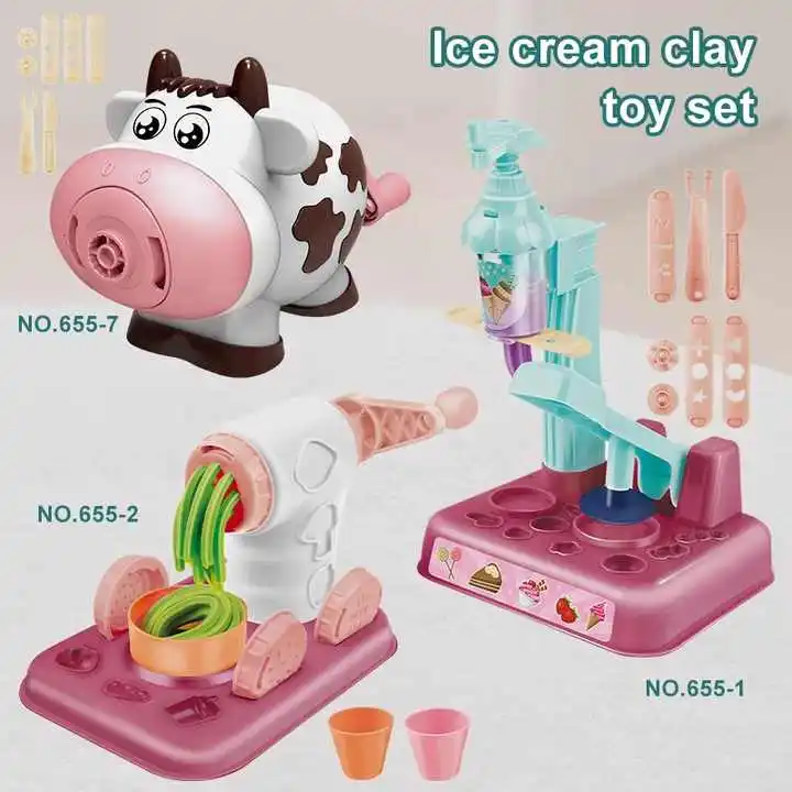 OEM Popular Magic Clay Slime DIY Educational STEAM Toys Kit Unisex Simulate Making Ice Cream Noodle Puree Machine Plastic