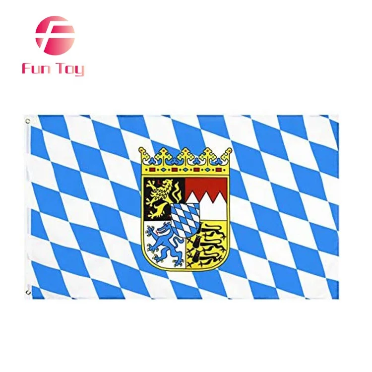 Custom 3x5FT Flag Oktoberfest Bavarian Check Flag with Lion German Bavaria Beer Bar