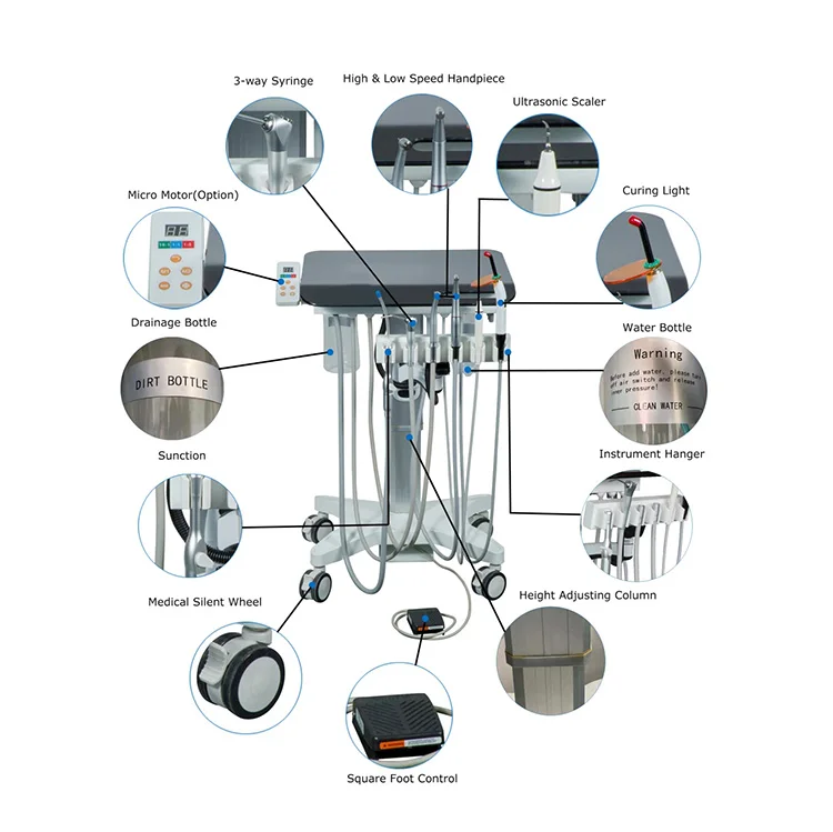 Medical New Portable Dental Equipment Trolley Treatment Dental Chair Mobile Dental Cart Unit prices