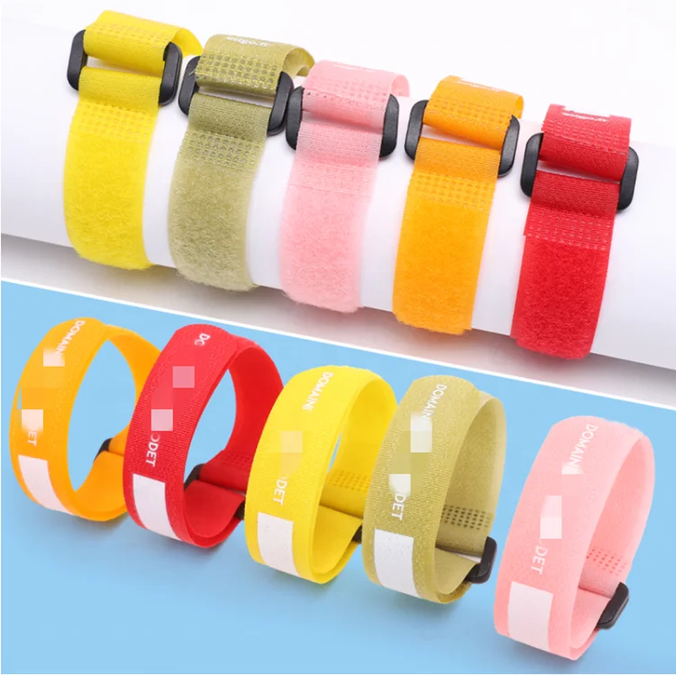 Fastening wraps strap Colorful Reusable Wires Cords Management self locking Hook And Loop strip with buckle fastener cable ties