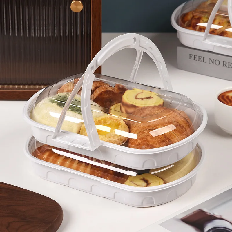 Disposable portable picnic box Afternoon tea dessert cake packing box Spring camping bento light food blister box