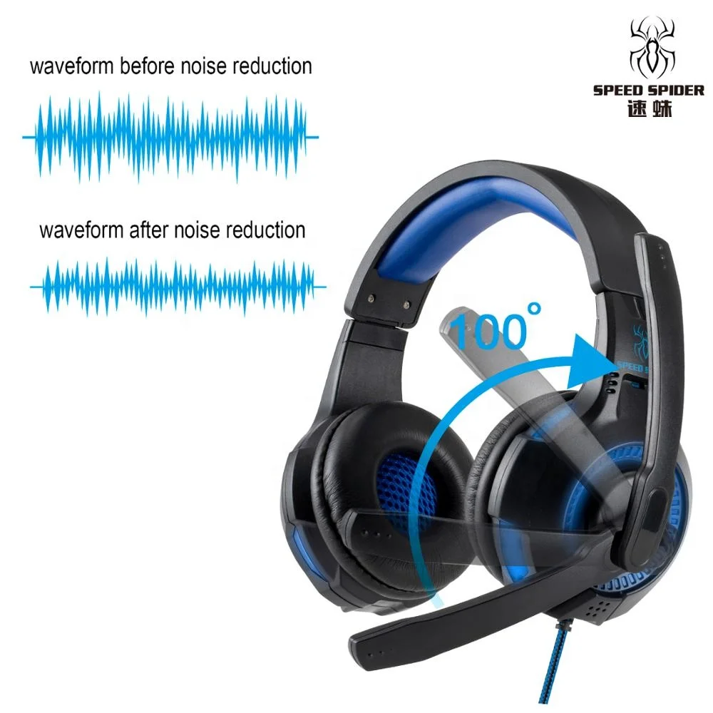 
Professional led light wired surround stereo computer gaming headset with rotation mic 