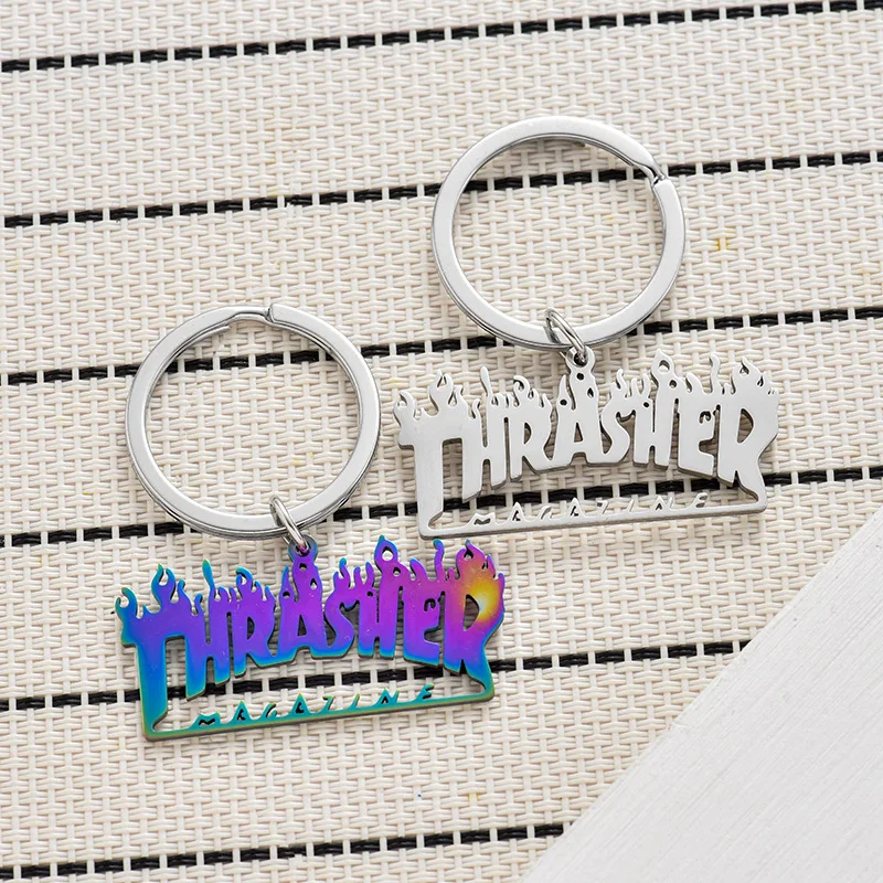 Personality Hip Hop Dazzle Style Stainless Steel Key Chain Fashion Pendant Gift Key Chain Men And Women Alike