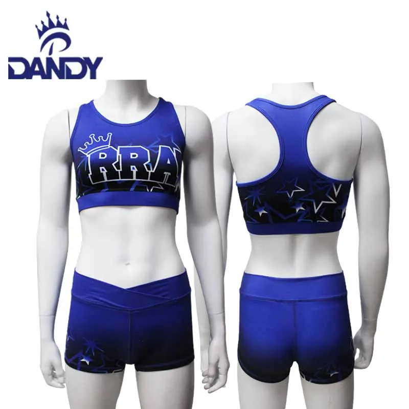 Free Design Sublimation Green Cheer Suit Dance Wear Discount Cheerleading Practice Uniforms Crop Top and Shorts