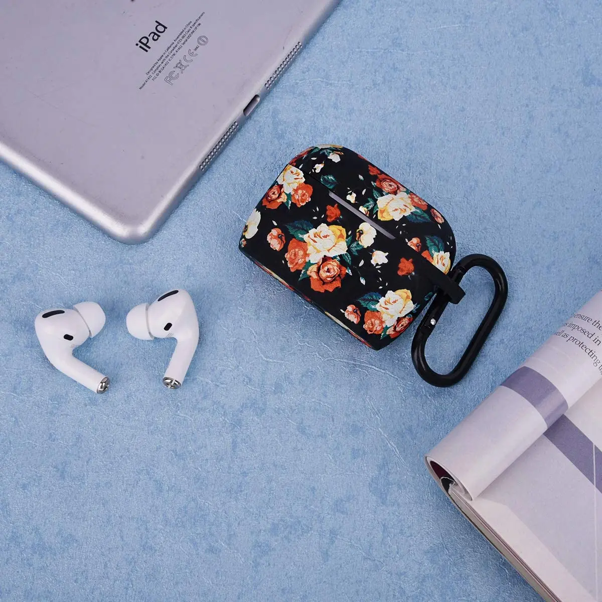 Super Discount Product Soft Silicone Fashion Cute Floral Black Rose Custom Earphone Case for Airpod Pro Silicone Case Cover